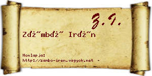 Zámbó Irén névjegykártya